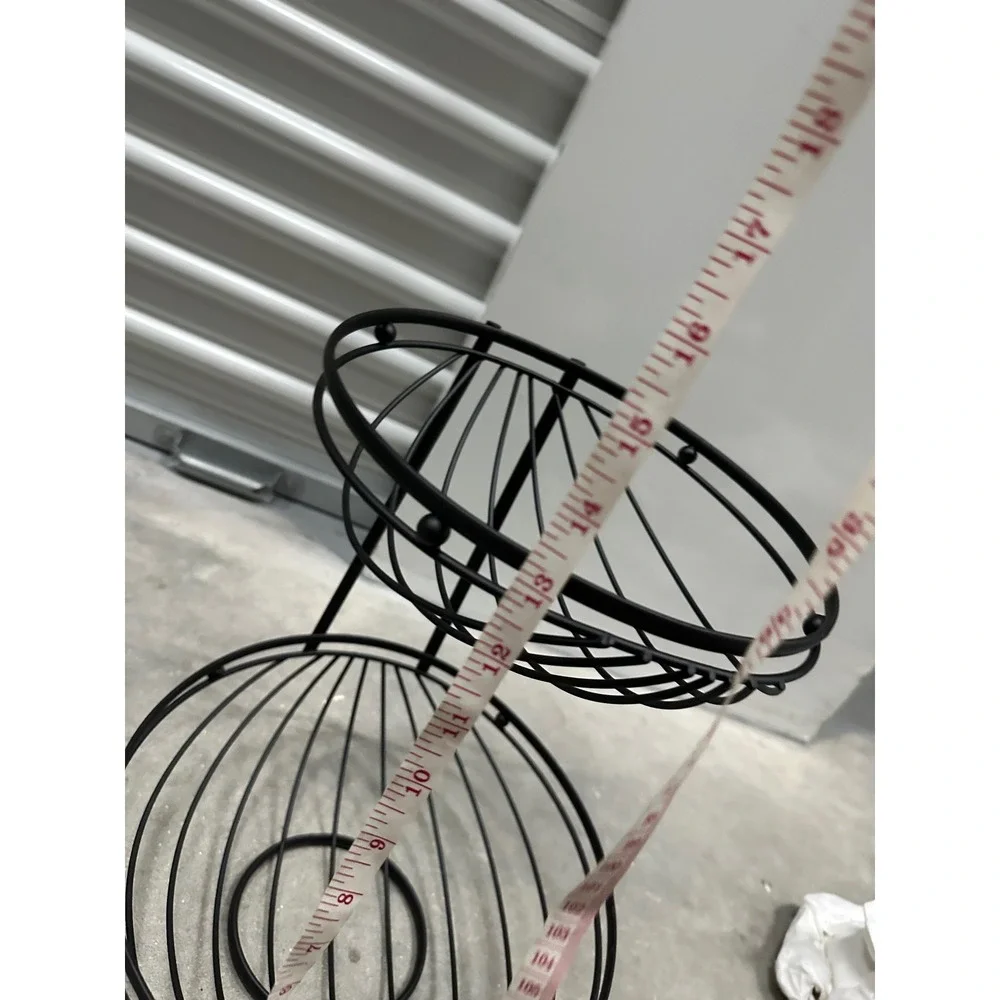 Goth 2 Tier Black Wire Fruit Basket Minimalist Kitchen Countertop Organizer